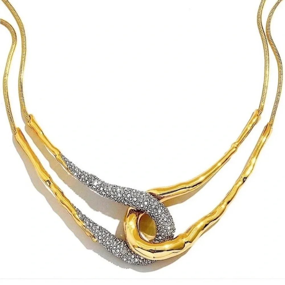 ALEXIS BITTAR • Bold Solanales Gold Crystal Interlock Necklace
